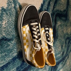 Vans Black and Yellow Checkered Sneakers